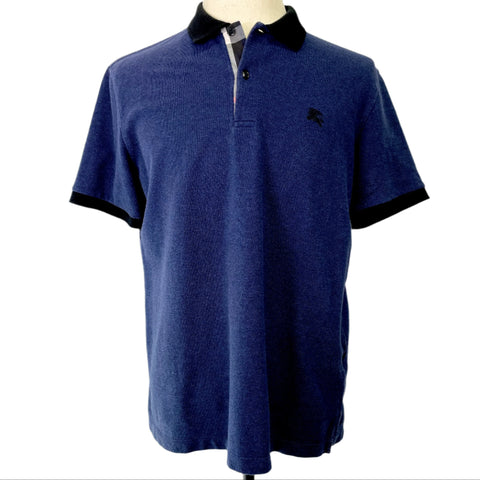 Burberry Navy Polo Black Collar 'Black Logo' | XL