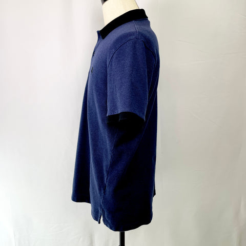 Burberry Navy Polo Black Collar 'Black Logo' | XL