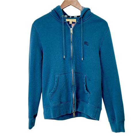 Burberry Zip Hoodie Inside Vintage Check 'Teal Blue' | MED