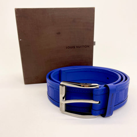 Louis Vuitton Rubber Monochromatic Belt Silver Hardware 'Blue' | 100/40