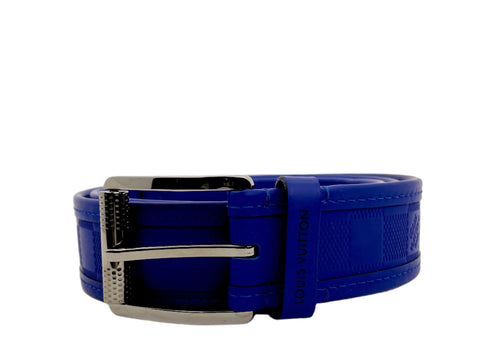 Louis Vuitton Rubber Monochromatic Belt Silver Hardware 'Blue' | 100/40