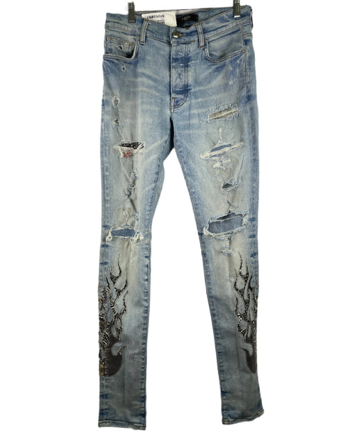 Amiri Jeans 'Bandana Flame Light faded Denim' | US M 30