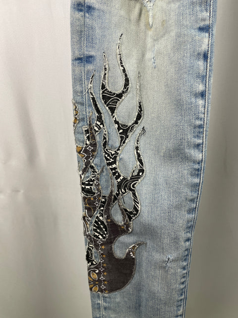 Amiri Jeans 'Bandana Flame Light faded Denim' | US M 30