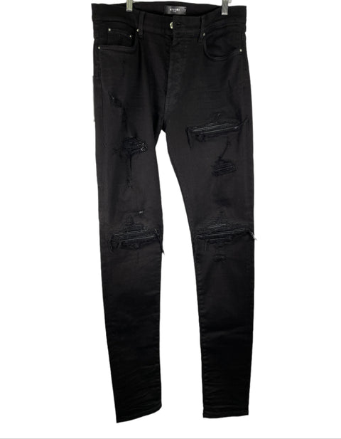Amiri MX1 Jeans 'Black Leather Patch Denim' | US M 36"