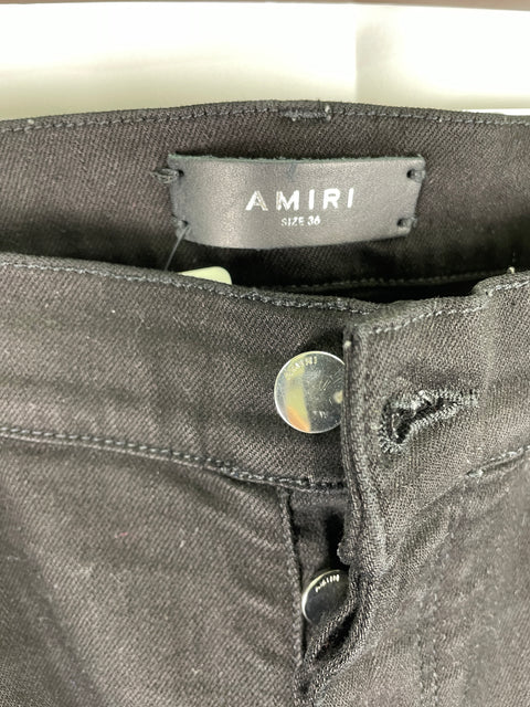 Amiri MX1 Jeans 'Black Leather Patch Denim' | US M 36"