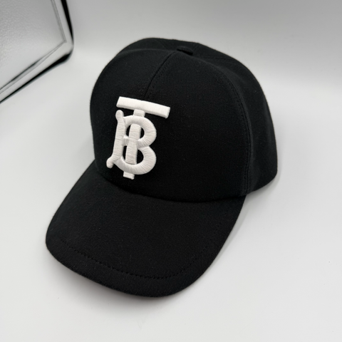 Burberry Monogram Motif Cotton Jersey Baseball Cap `BLK WHT` | US L