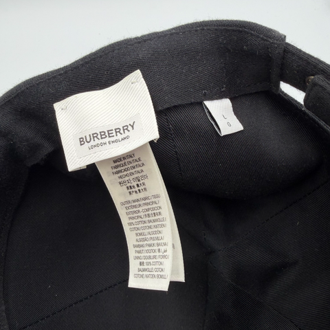 Burberry Monogram Motif Cotton Jersey Baseball Cap `BLK WHT` | US L