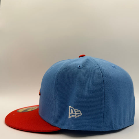 New Ear Baltimore Orioles 25th Anniversary Two Tone Edition 59Fifty Fitted Cap ' Sky Blue Orange'  | US  7 5/8"