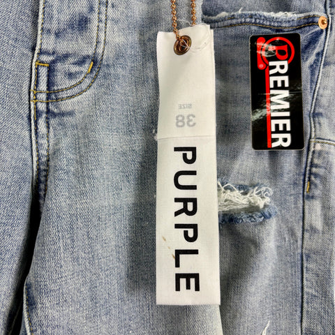 Purple Brand Paint Splatter Ripped Jeans 'Light Blue' | US M (38")