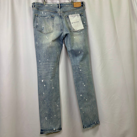 Purple Brand Paint Splatter Ripped Jeans 'Light Blue' | US M (38")