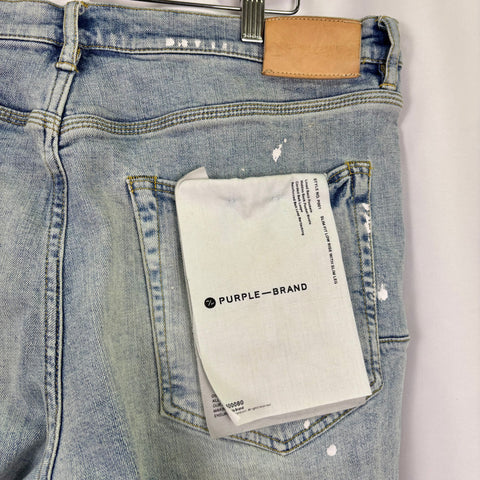 Purple Brand Paint Splatter Ripped Jeans 'Light Blue' | US M (38")