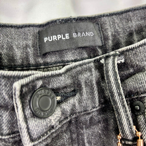 Purple Brand Stretch Distressed Flare Jeans 'Smoke Grey' | US M (34")