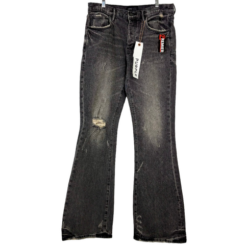 Purple Brand Stretch Distressed Flare Jeans 'Smoke Grey' | US M (34")