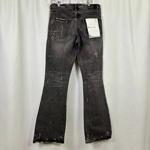 Purple Brand Stretch Distressed Flare Jeans 'Smoke Grey' | US M (34")