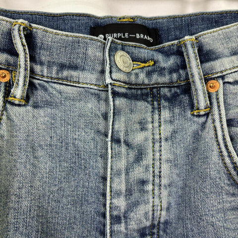 Purple Brand Destroy Paint Splatter Jeans 'Faded Indigo' | US M (32")