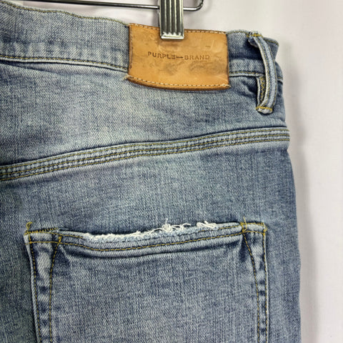 Purple Brand Destroy Paint Splatter Jeans 'Faded Indigo' | US M (32")