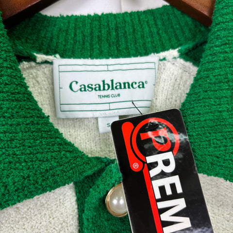 Casablanca Colour Block Boucle Polo Shirt 'White Green' | US M (Small)