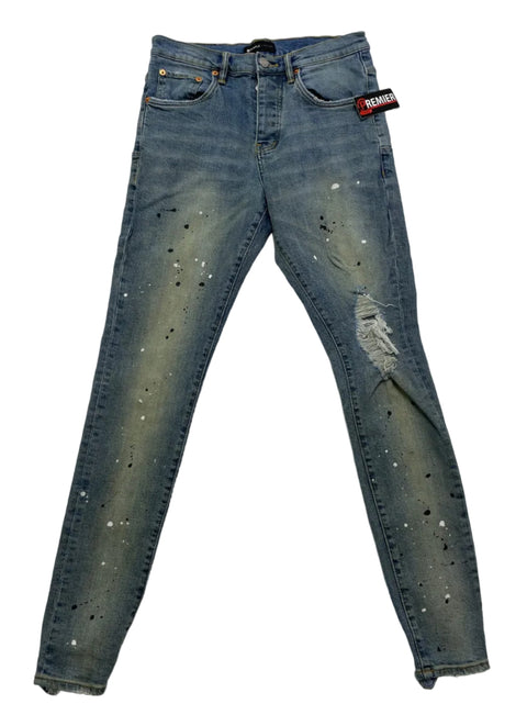 Purple Brand Destroy Paint Drop Jeans 'Mid Indigo' | US M (29")