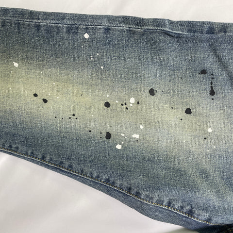 Purple Brand Destroy Paint Drop Jeans 'Mid Indigo' | US M (29")