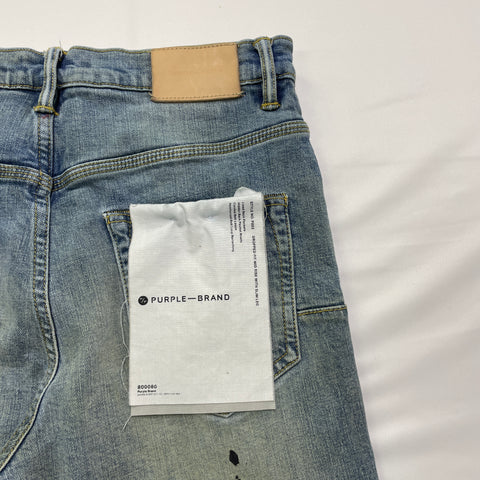 Purple Brand Destroy Paint Drop Jeans 'Mid Indigo' | US M (29")