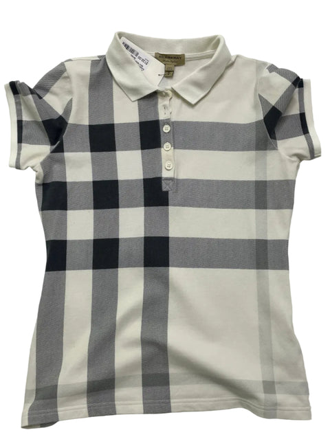 Burberry Stretch Cotton Checker Polo Shirt 'White Grey (Women)' | US (Small)