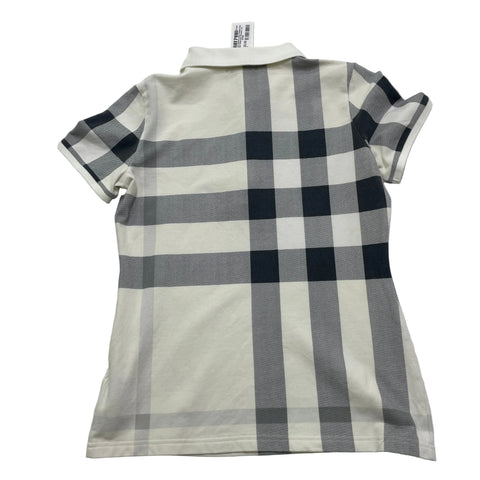 Burberry Stretch Cotton Checker Polo Shirt 'White Grey (Women)' | US (Small)