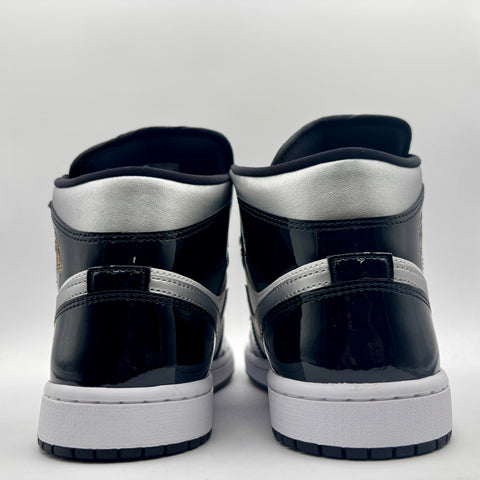 Air Jordan 1 Mid SE 'Patent Black White Metallic (2024)' | US M 8 (No Box)