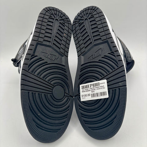 Air Jordan 1 Mid SE 'Patent Black White Metallic (2024)' | US M 8 (No Box)