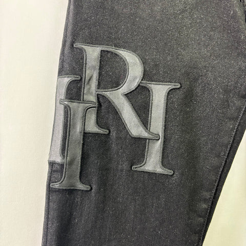 Amiri Staggered Logo Waxed Skinny Jeans 'Black' | US M (30")