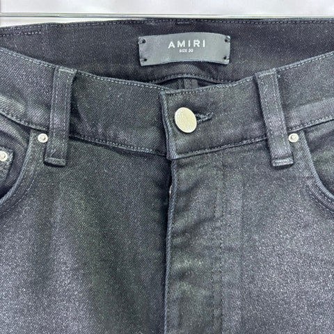 Amiri Staggered Logo Waxed Skinny Jeans 'Black' | US M (30")