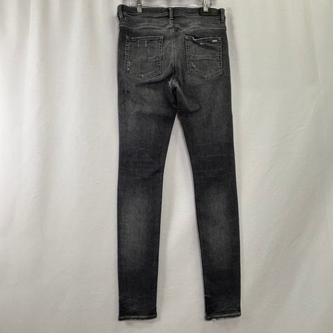 Amiri MX1 Black Leather Patch Jeans 'Faded Grey' | US M (33")