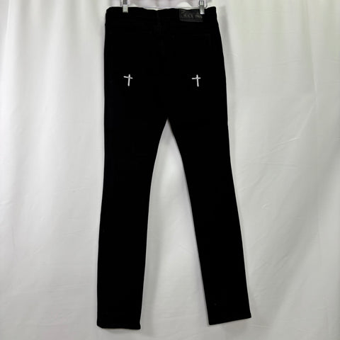 RTA Bryant Sinners Rest In Peace Rip Jeans 'Black' | US M (30")