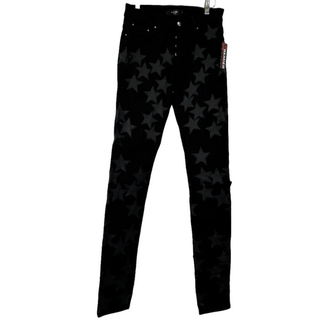 Amiri Chemist Leather Star Patched Jean 'Black' | US M (28")