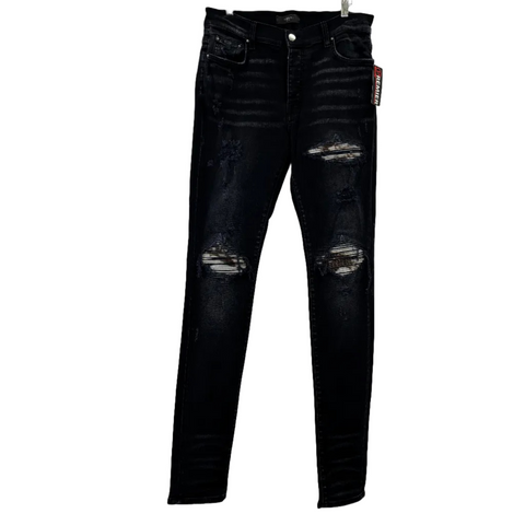 Amiri MX1 Ripped Patch Jeans 'Faded Black' | US M (32")