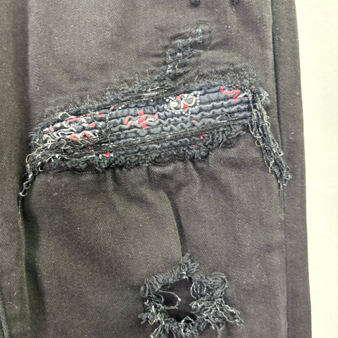 Amiri Ripped Bandana Patch Skinny Jeans 'Black' | US M 30