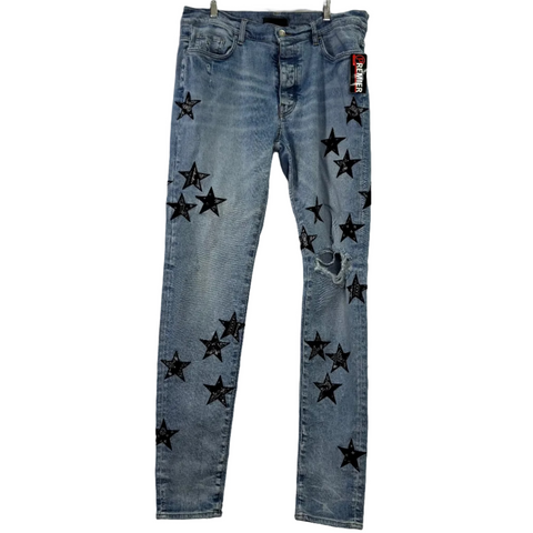 Amiri Chemist Star Patch Jeans 'Light Blue' | US M 36