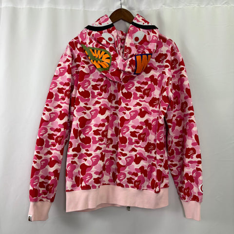 Bape ABC Shark Camo Full Zip Hoodie 'Pink' | US M (Large)