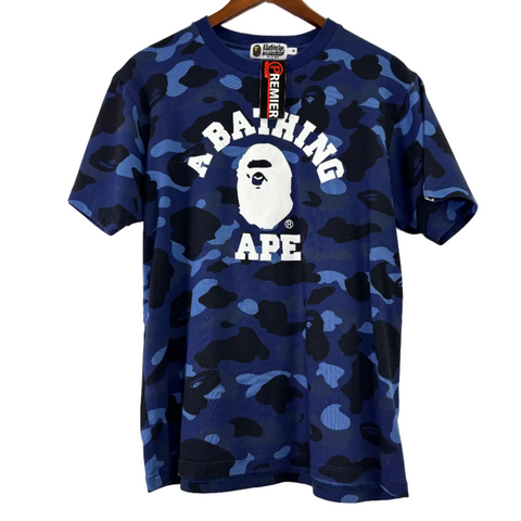 A Bathing Ape Camo College Tee 'Blue' | US M (Medium)