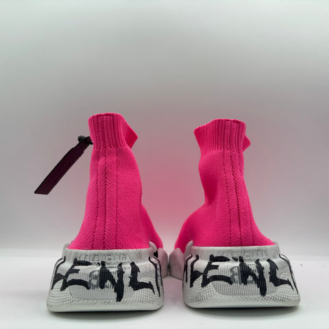 Balenciaga Speed 2.0 Graffiti Recycled Knit 'Fluo Pink' | EU W 38 / US W 8