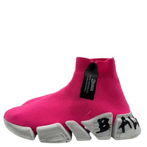 Balenciaga Speed 2.0 Graffiti Recycled Knit 'Fluo Pink' | EU W 38 / US W 8