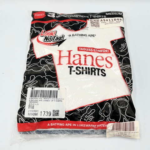 Bathing Ape x Hanes T-Shirts 100% Cotton Tagless Comfort 3 Pack 'White' | JP MED (38-40)