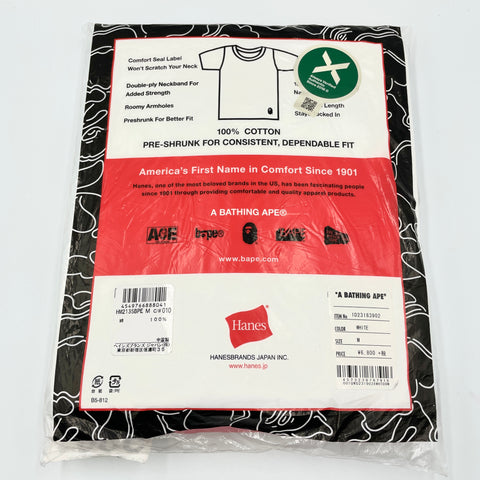 Bathing Ape x Hanes T-Shirts 100% Cotton Tagless Comfort 3 Pack 'White' | JP MED (38-40)