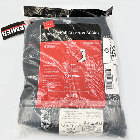 Fall/Winter 2022 Supreme x Hanes Cushion Crew Socks 4 Pairs Pack 'Black' | OS