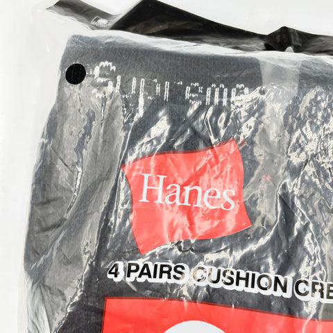 Fall/Winter 2022 Supreme x Hanes Cushion Crew Socks 4 Pairs Pack 'Black' | OS