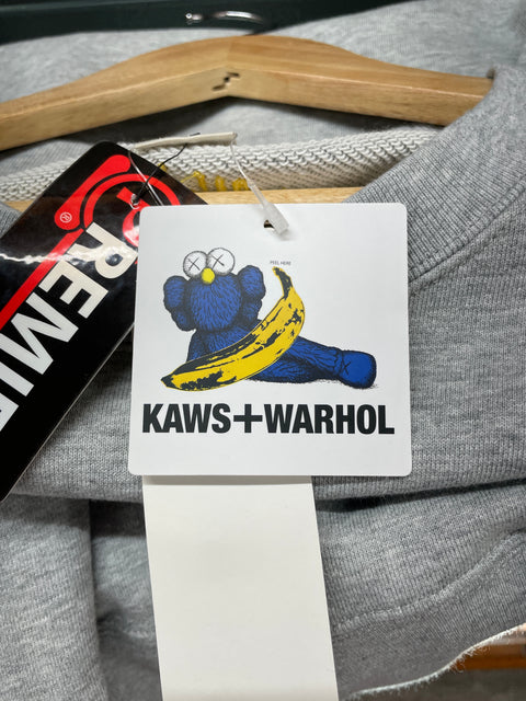 Uniqlo KAWS x Andy Warhol Crewneck Sweatshirt 'Peel Here Gray' | US LG