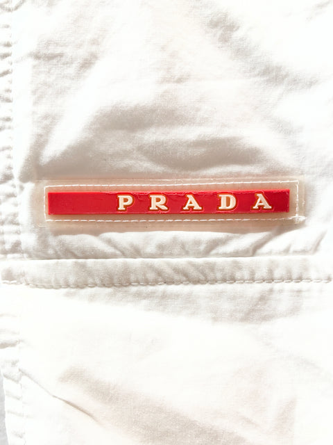 Prada Pocket Crew Nylon/Cotton Shirt 'White' | SM