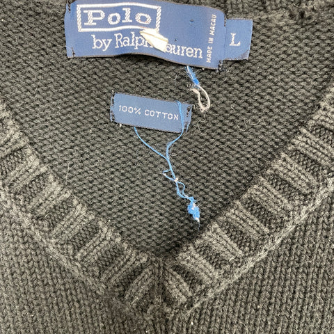 Vintage Polo Ralph Lauren Knit Vest 'Black Red Logo' | US LG