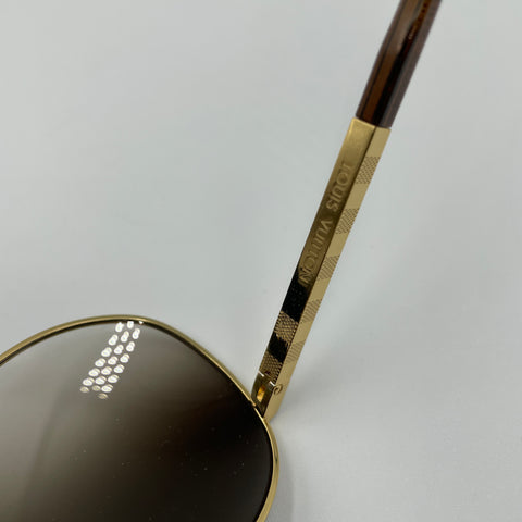 Louis Vuitton LV Pilot Monogram Aviator Sunglasses 'Gold Hardware' | US M One Size