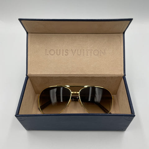 Louis Vuitton LV Pilot Monogram Aviator Sunglasses 'Gold Hardware' | US M One Size