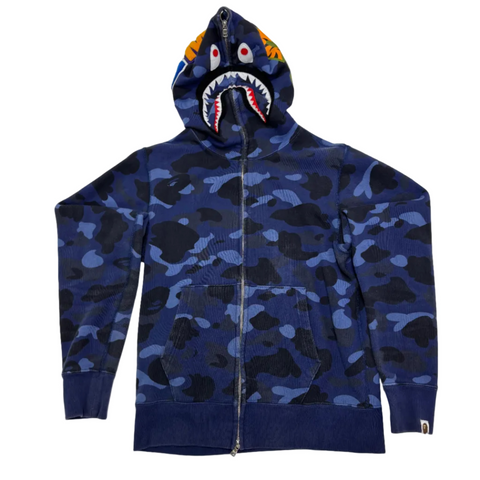 Bape Navy Camo Shark Full Zip Hoodie 'Navy Camo' | US M (Small)